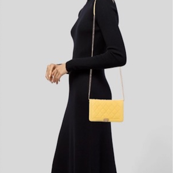 Amazing Condition! CHANEL Boy Wallet On Chain Yellow! 💛💛💛 - Picture 10 of 12